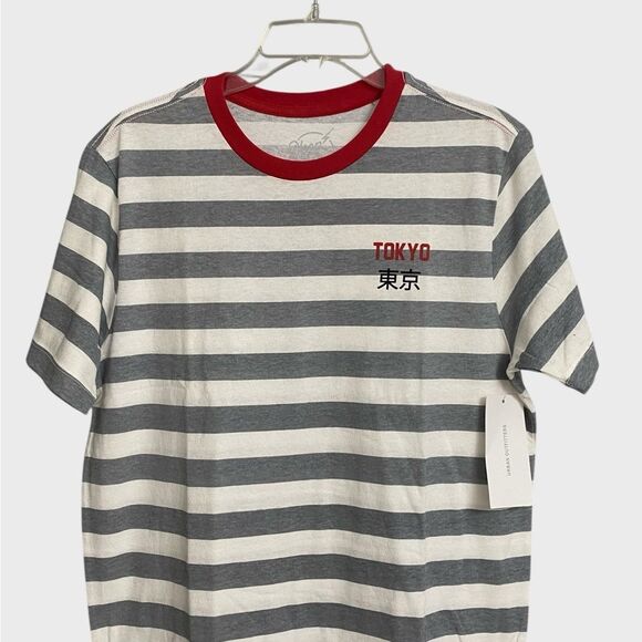 NWT Urban Outfitters Neon Riot Tokyo Stripe Tee Men Size M Short Sleeve Cotton - Picture 2 of 14